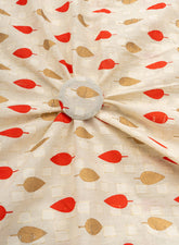 Cotton Flex Off-White Color Leaf Pattern Screen Print Fabric With Foil.